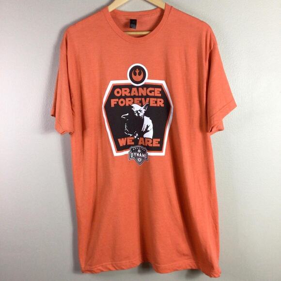 Star Wars Yoda x Houston Dynamo Soccer T Shirt Orange 2XL - Picture 1 of 4